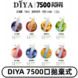 DIYA叮啞7500口拋棄式可充電大容量一次性電子煙